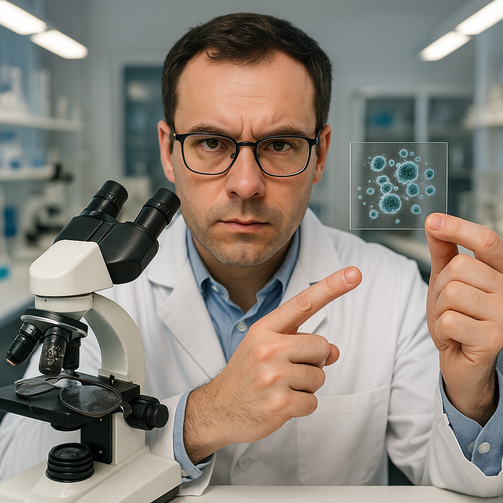 optician shows bacteria slide