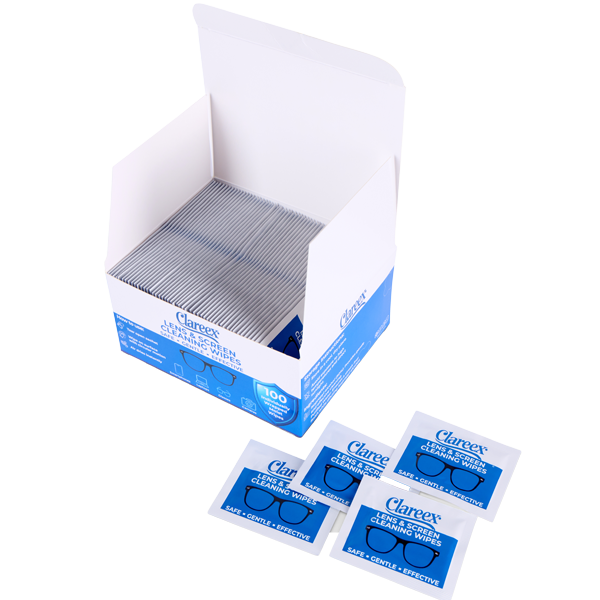 Clareex Lens & Screen Wipes – 100 Individually Wrapped Cleaning Wipes - Image 2